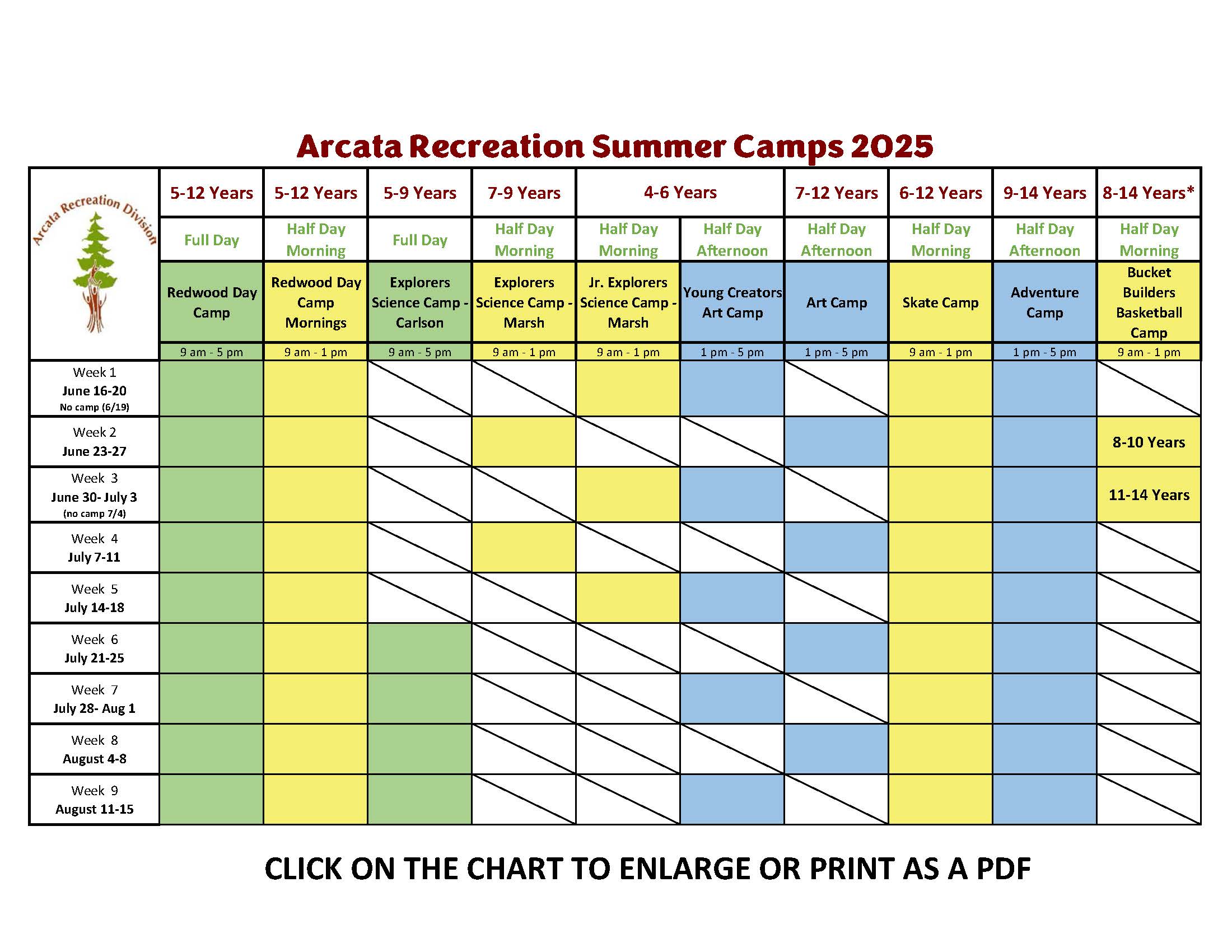 Summer Camp Chart 2025